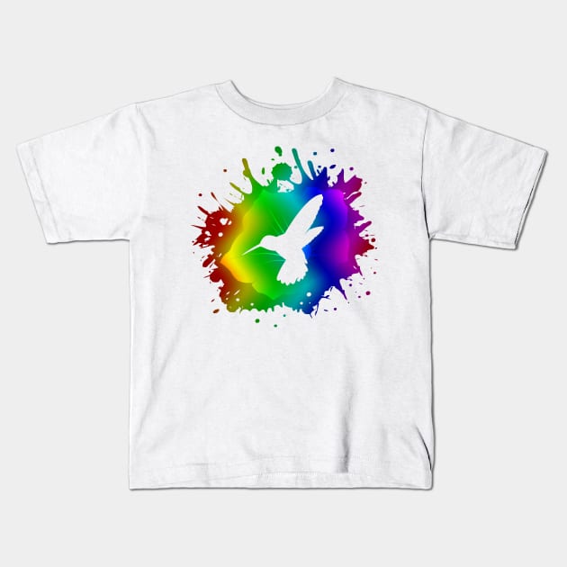 Tie-Dye Hummingbird Kids T-Shirt by RudDesigns